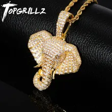 TOPGRILLZ Iced Out кубический циркон Bling животное ожерелье в виде слона и кулон для мужчин и женщин хип хоп рок ювелирные изделия CZ ожерелье для подарков