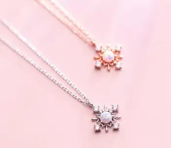 

Palace 1pc 100% real. Sterling Silver 925 Fine Jewelry Opal snowflake Pendant Necklace GTLX2044