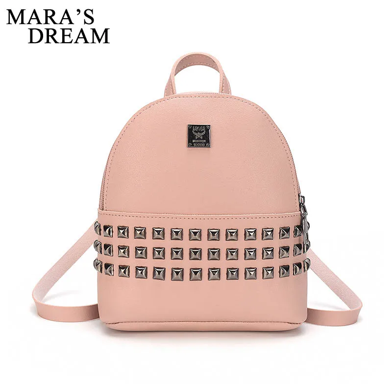 

Mara's Dream 2019 New Rivet Small Backpack Female Personality Multi-function Diagonal Shoulder Bag Mini PU Female Backpack