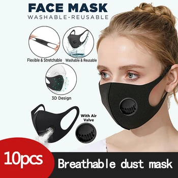 

10pcs Black Washable Filters Masks FPP2 Mascarillas Face Shield Foggy Haze Filters Mask Wind Proof Unisex Adult 3D Mouth Cover