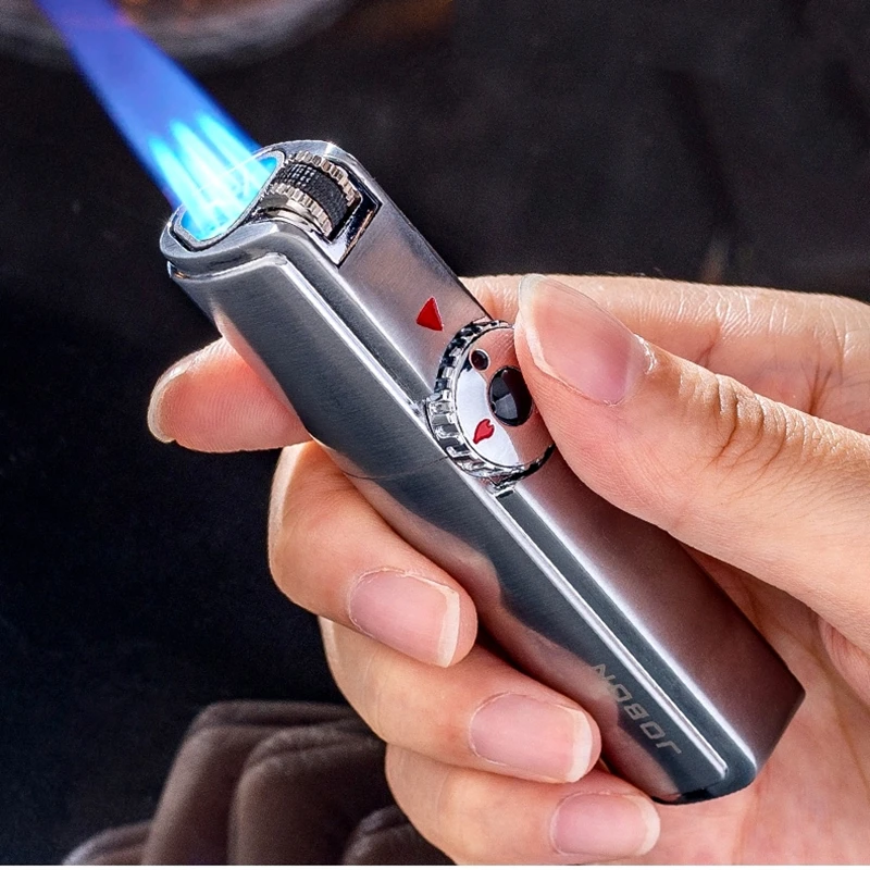 

Jobon Metal Wind Gas Butane Spray Flint Lighter Three Torch Three Nozzle Turbine Barbecue Cigar Spray Gun Accessories Man
