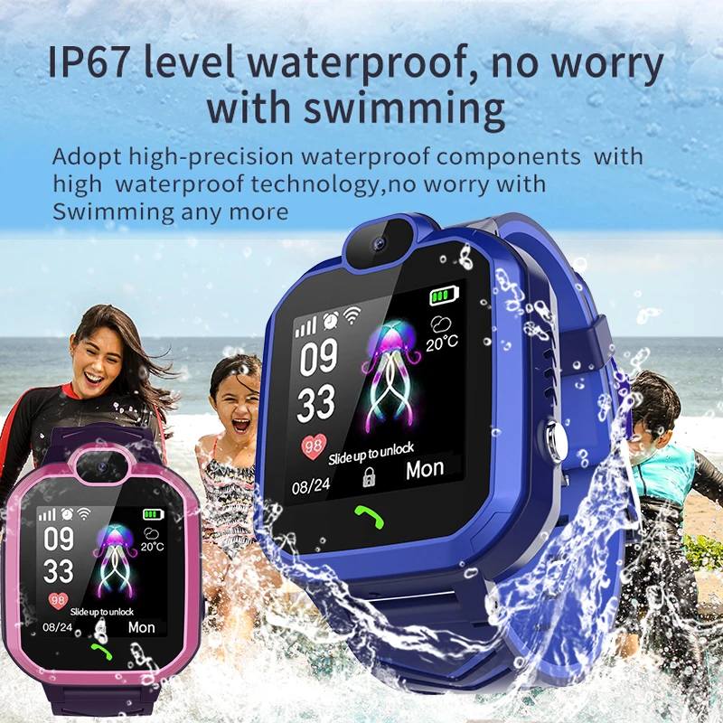 Online Reloj inteligente LIGE 2019 nuevo chico IP67 impermeable para niños y estudiantes reloj inteligente SOS llamada de emergencia LBS localizador de posicionamiento reloj chico s