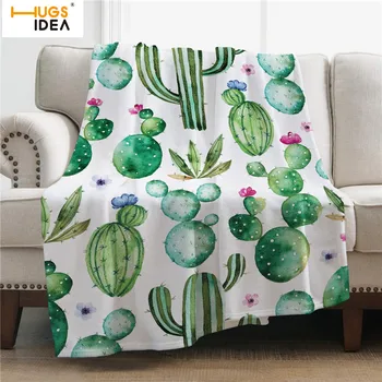 

HUGSIDEA Cactus Flower Flower Sofa Blanket Super Soft Flannel Fleece Blanket Spring Keep Warm Polyester Blanket Throw Blanket