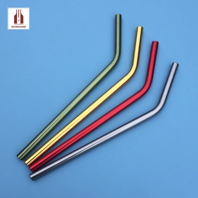 

WOWSHINE new aluminum bent drinking straws 10pcs straw mixed color food grade juicy straws 8mm*215mm