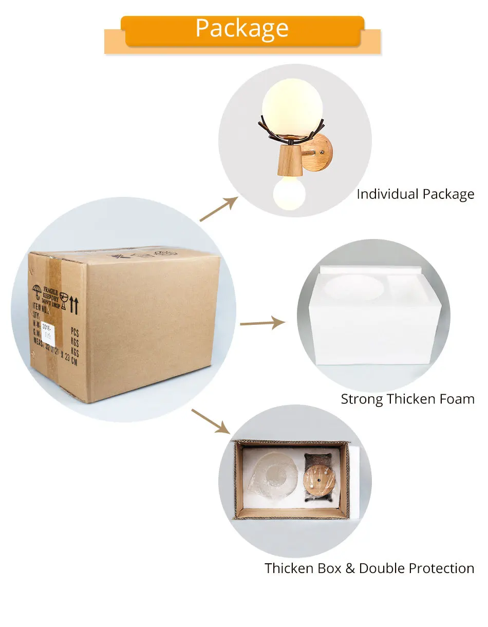 E27 Bulb Wall Light Creative LED Sconces Wooden Indoor Fixture For Home Living Room Bedroom bedside Hotel Night Lighting  (1)
