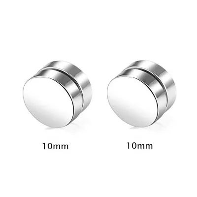 10mm Silver pair 2 шт./лот 6/8/10 мм горячая двойная сторона черный магнит круглые серьги-гвоздики Нержавеющая сталь Для мужчин магнитное пуссеты - Окраска металла: 10mm Silver pair