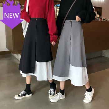 

Skirt Long Skirts Elastic Waist Boho Beige Maxi Skirts Faldas Saia 2020 Vintage Autumn Winter Women Irregular Pleated