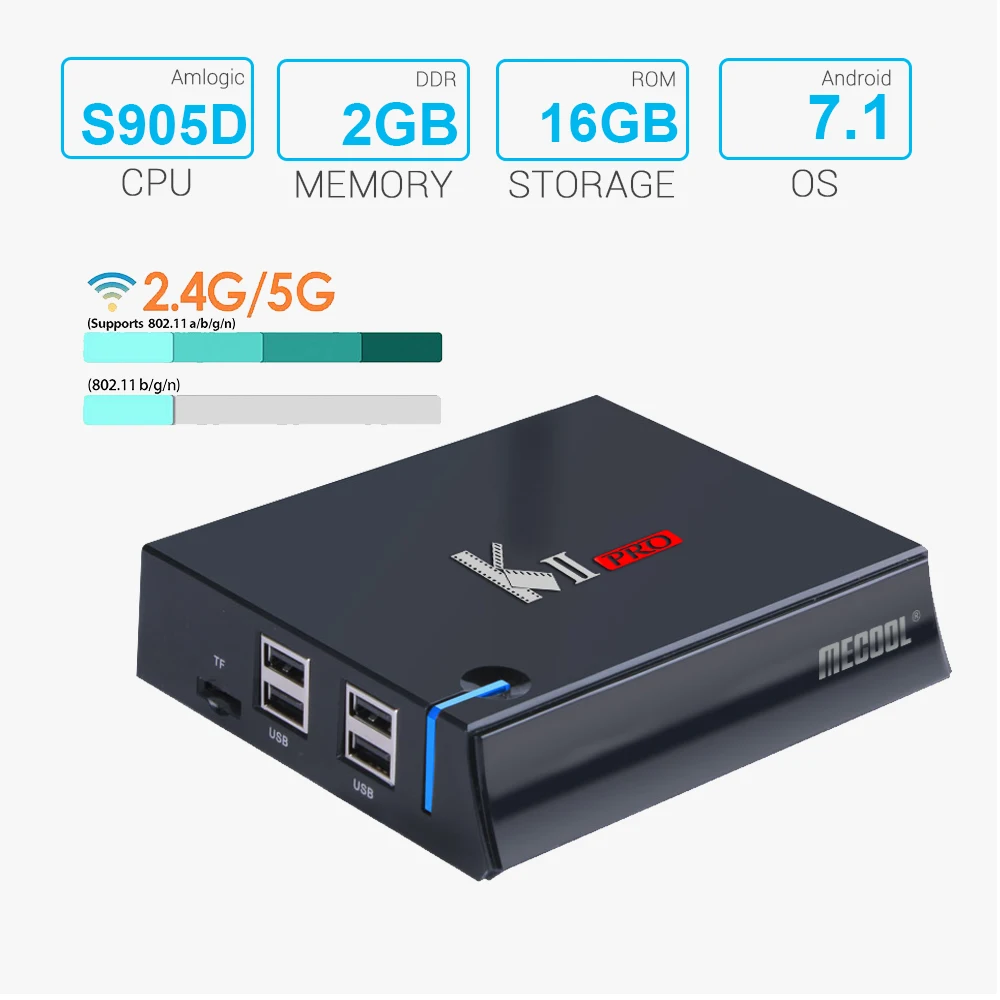 MECOOL KII PRO DVB-S2 DVB-T2 DVB-C Amologic S905D четырехъядерный Android 7,1 tv Box 2 Гб 16 Гб rom K2 Pro 1080P 4K H.265 медиаплеер