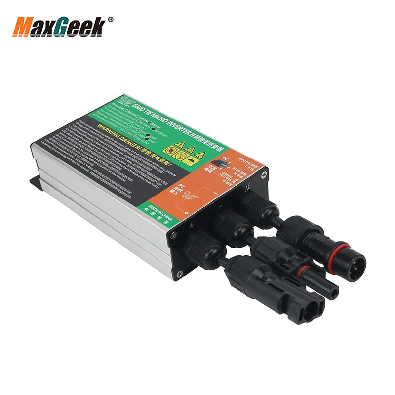 

Maxgeek 260W/300W/350W Solar Micro Inverter MPPT Grid Tie Inverter Pure Sine Wave Inverter DC 18V-50V to AC 120V/230V