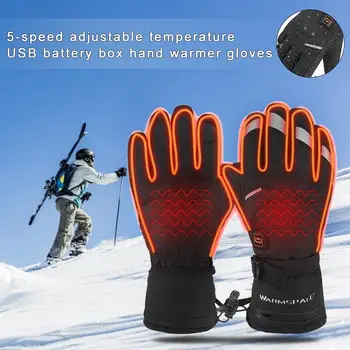 

5-level Outdoor Electric Heating Gloves Ski Riding Touch Screen Temperature Control Waterproof Five Fingers Warm Battery Box