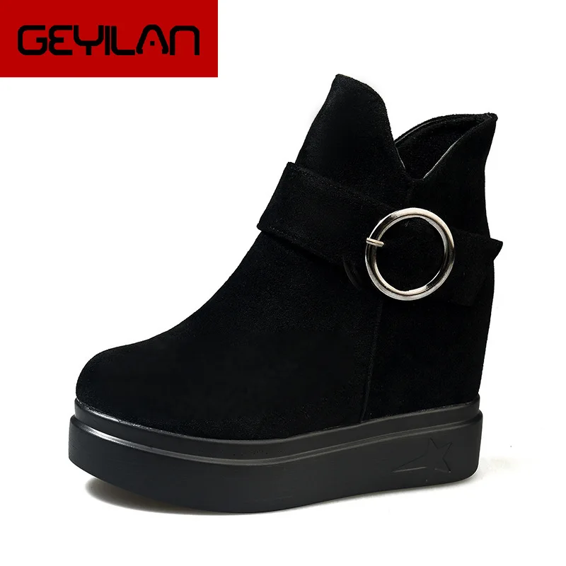 

2019 Height Inreasing 8cm Winter Shoes Women Boots Flat Platform Shoes Fashion Ladies Height Increasing Shoes Ankle Boots YX1876