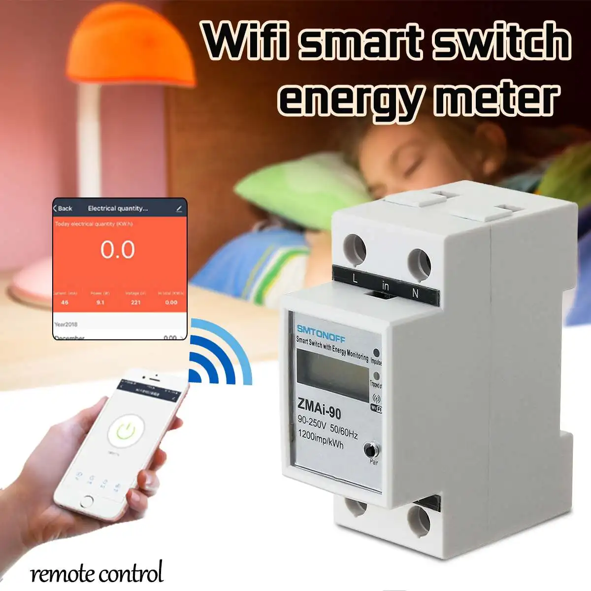 220V Digital display USB Electric Consumption kWh Rail Smart Energy Meter WiFi Power-Meter Watt Remote Switch Control Monitor