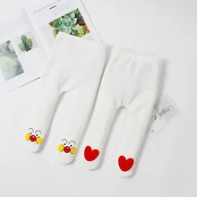 Леггинсы для маленьких девочек; белая одежда; сезон весна-осень-зима; детские гольфы с героями мультфильмов; детские длинные штаны с сердечками; колготки