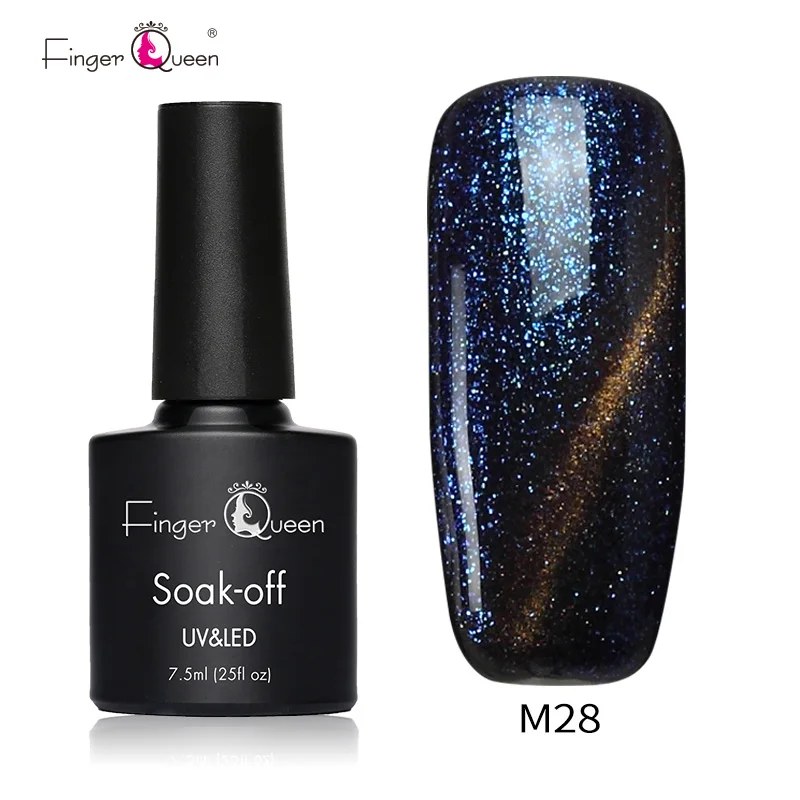 M28 Fingerqueen 7,5 мл кошачий глаз долговечный гель для ногтей Магнитный замачиваемый Светодиодный УФ-гель для ногтей Магнитный 48 цветов Гель-лак - Цвет: M28