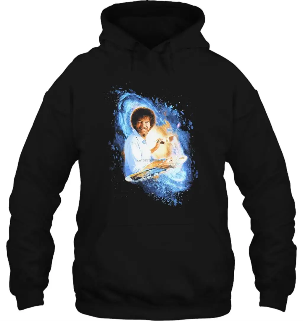 Мужская толстовка Bob Ross Galaxy с графическим рисунком, летняя повседневная мужская черная уличная одежда с круглым вырезом