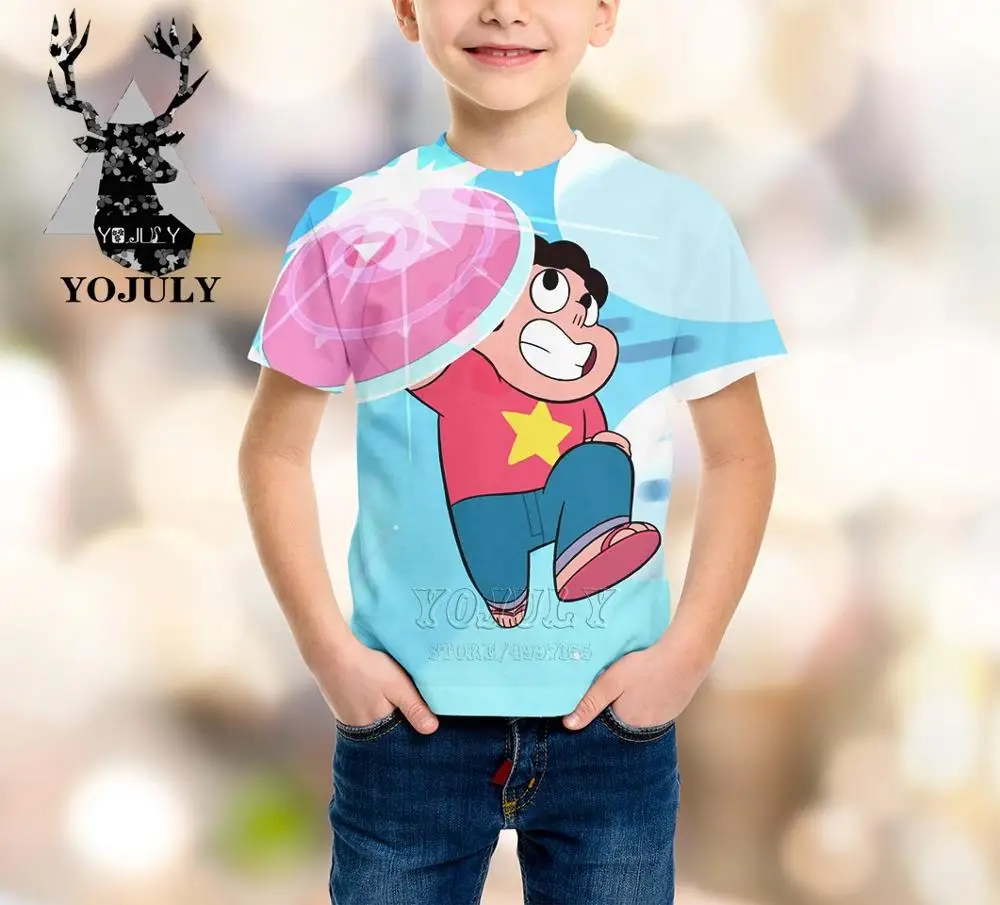 YOJULY/детская одежда футболка с 3D принтом Одежда для больших детей модные футболки для мальчиков и девочек, Стивен Вселенная Harajuku A385