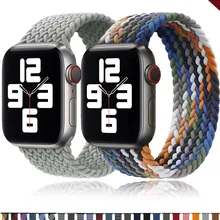 Ремешок плетеный нейлоновый для Apple Watch band 44 мм 40 мм 38 мм 42 мм, эластичный браслет для iWatch Series 6 SE 5 4 3, 2020