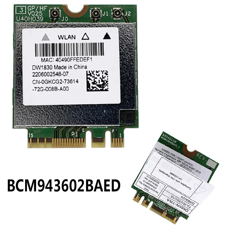 Беспроводная связь-AC BCM943602BAED DW1830 BCM943602 NGFF M.2 1300 Мбит/с 802.11ac WiFi Bluetooth BT4.1 red tarjeta Wlan soporte mac os