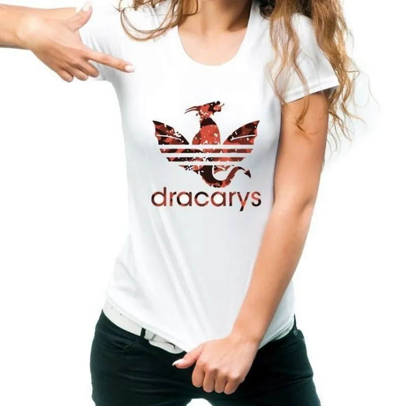 

Dracarys Women T Shirt Dragon Printed GAME OF THRONE T-Shirt 2019 White Casual Plus Size Soft Top Streetwear Female Fashion Tees