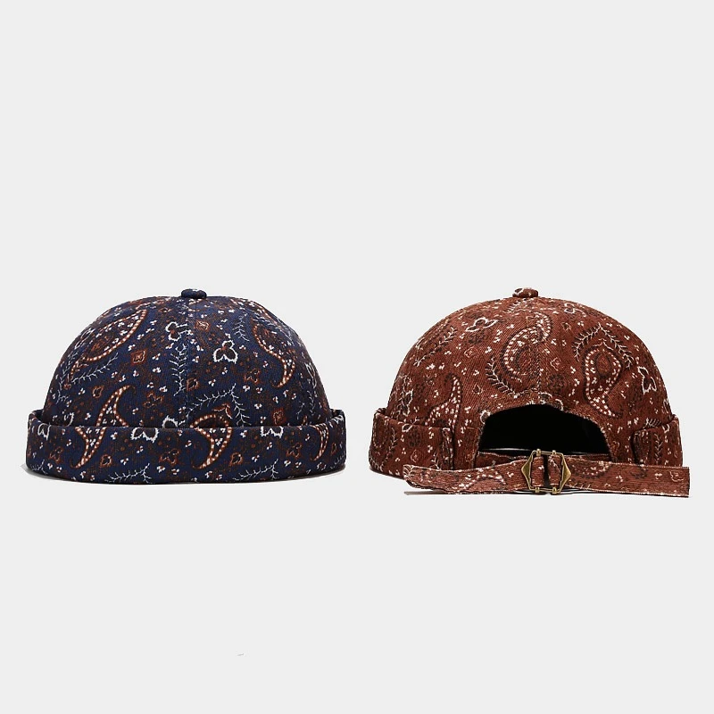 WZCX Paisley Printing Melon Cap Adjustable No Visor Hip Hop Unisex Fashion Street Dance Summer Men Beanie Hat Skull Cap beanie skully hat