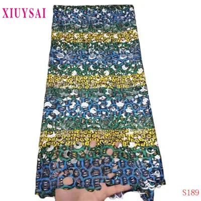 African Lace Fabric High Quality Lace Printing Flower Cord Lace Punch cotton Fabric For Nigerian Wedding lace fabric S190 - Color: as picture 02