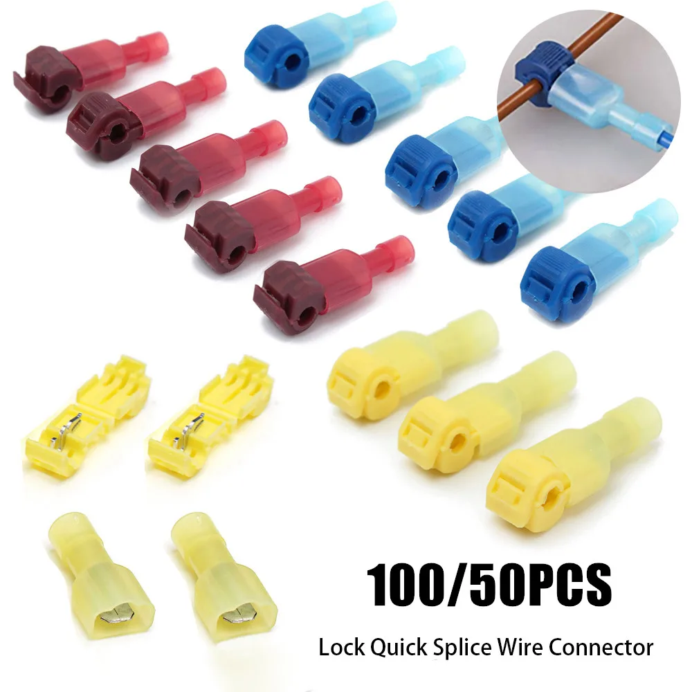50pcs T Tap Type Electrical Wire Connector Car Fast Wire Terminal ...