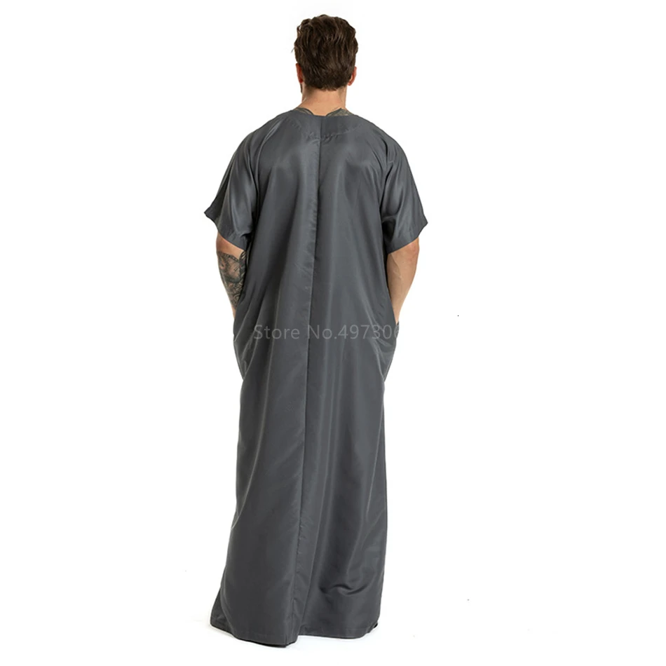 Traditional Arabic Men Islamic Clothing Jubba Thobe for Adult Dubai Kaftan Embroidery Saudi Arabia Muslim Ramadan Eid Pray Robes