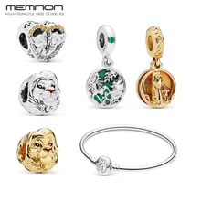 Новые подлинные 925 пробы серебряные винтажные Подвески в виде льва и короля сердец золотые бусины подходят для браслетов, браслетов и ожерелий DIY кулон ювелирные изделия