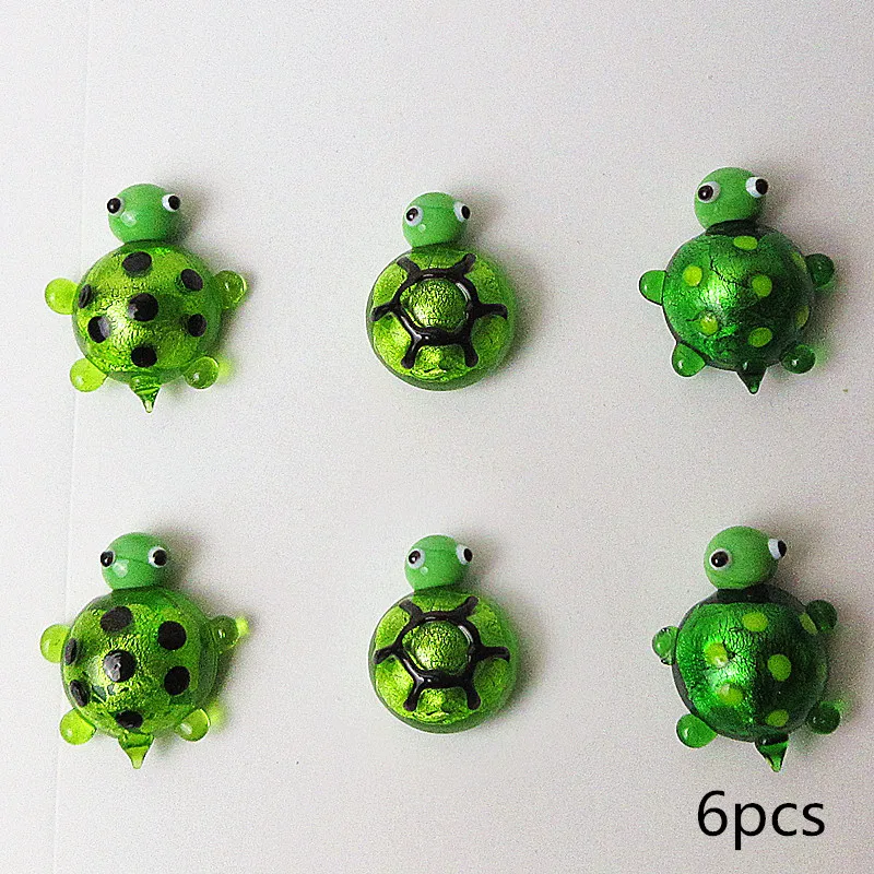 6pcs 6 шт., ручная работа, крошечная черепаха с плоским дном, муранское стекло, морское животное, подарок, Декор, коллекционная фигурка, сады, аквариум, орнамент - Цвет: 6pcs