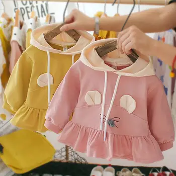 

Fashion Baby Girls Sweatshirt Autumn Long Sleeve Drawstring Hooded Pullover Sweatshirt