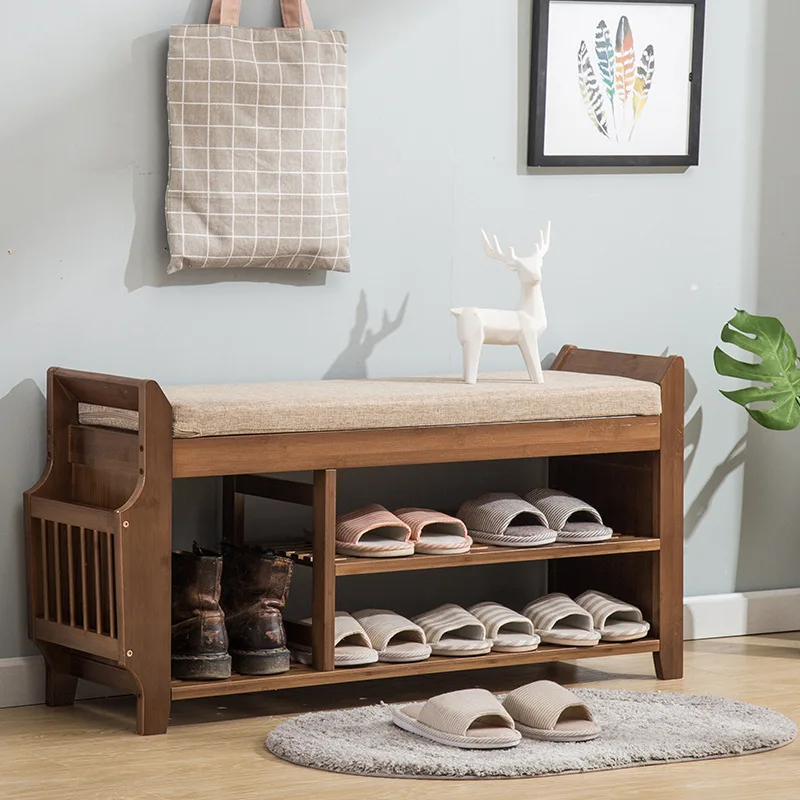 

A Generation of Fat] Northern European-Style Footstool Solid Wood Creative Shoe Fabric Stool Household Shoes Rack Stool Storage