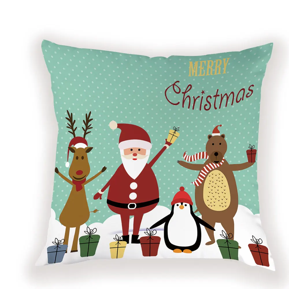Christmas Decorations Cushion Cover Cartoon Santa Claus Cushion Decorative Bed Reindeer Case on The Pillow Merry Pillow Covers - Цвет: L1808-17