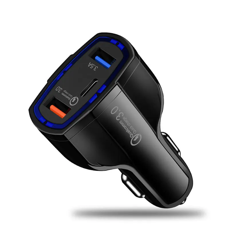 Black Мини USB Автомобильное зарядное устройство Тип C для мобильного телефона планшета gps 3.5A быстрое зарядное устройство автомобильное зарядное устройство двойной USB автомобильный адаптер зарядного устройства для телефона в автомобиле - Тип штекера: Black
