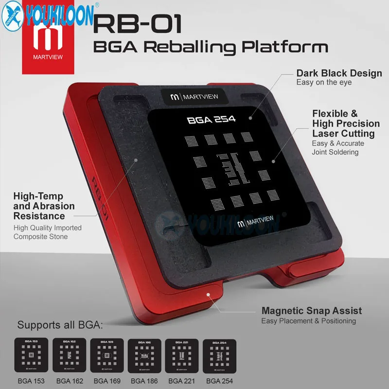 Полный набор для EMMC/EMCP/UFS BGA153/162/169/186 с фиксированной пластиной и держателем |