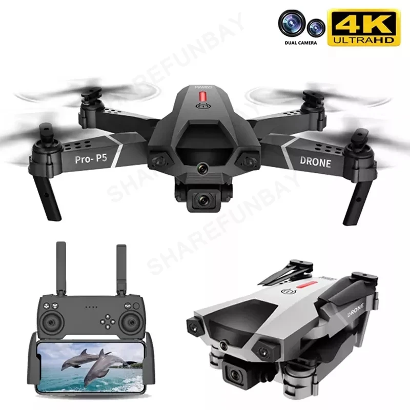 2021 Новый P5 Pro Дрон 4k HD двойной Камера визуального позиционирования Wi-Fi Fpv