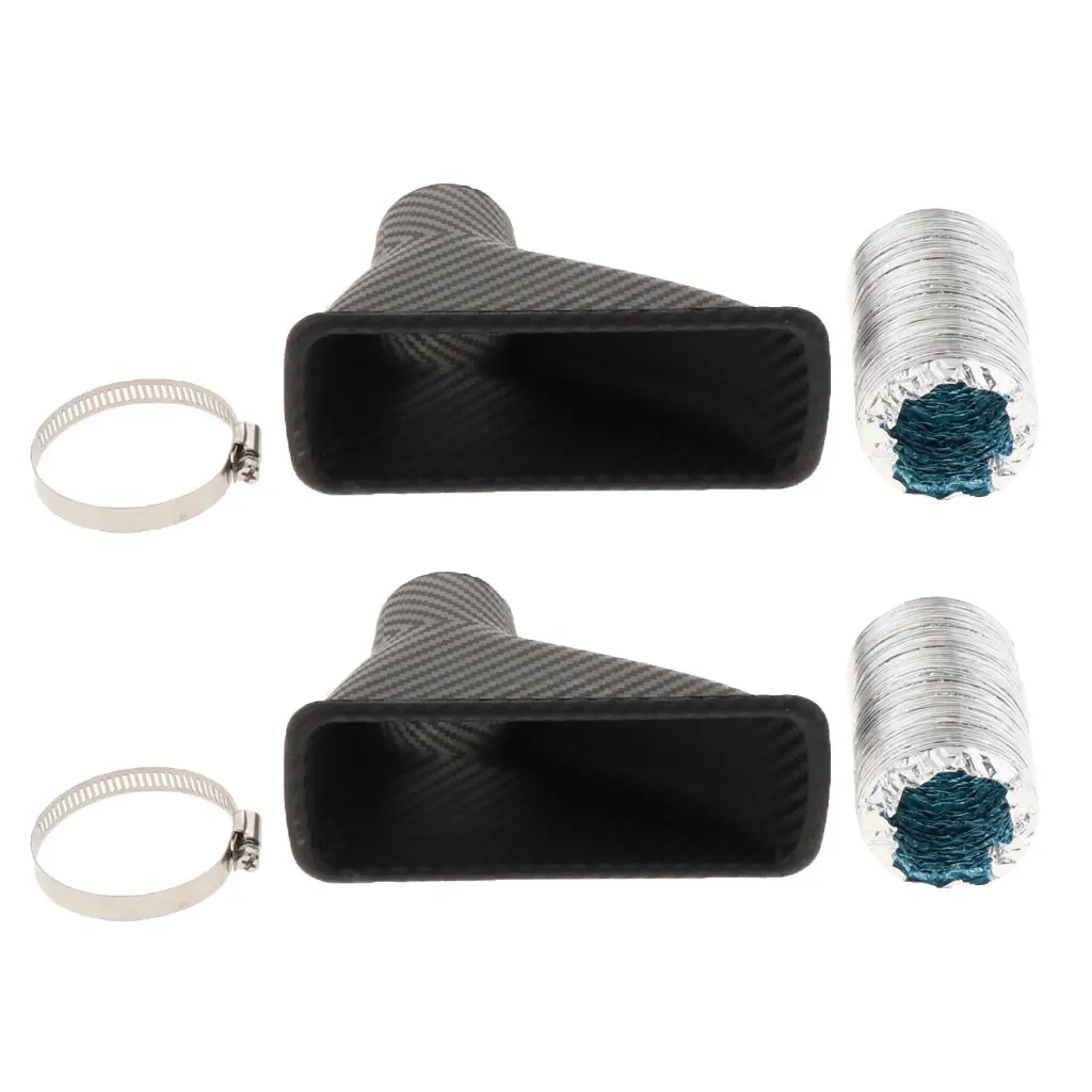 Set of 2 Air Intake Pipe, Car SUV Air Intake Pipe Kit, Front Bumper Turbo Turbine Inlet Pipe, Air Funnel Kit w/ Clamp
