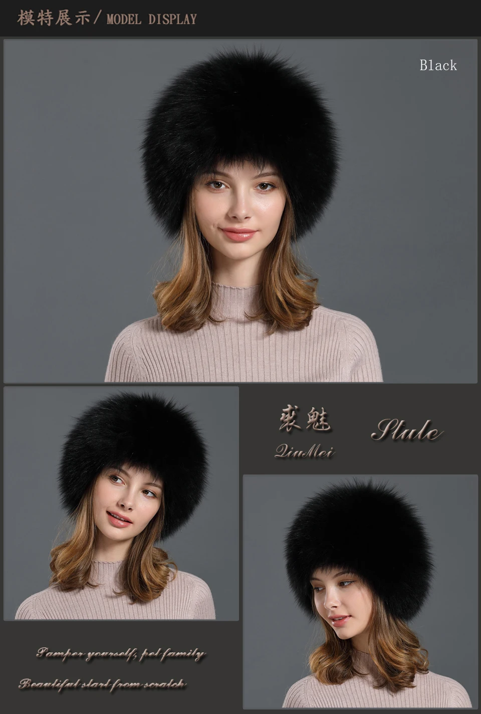 QiuMei, женские шапки-бомберы из натурального Лисьего меха, женская шапка для русской зимы, вязаная шерстяная шапка, утепленные меховые Бомберы, шапка, классическая