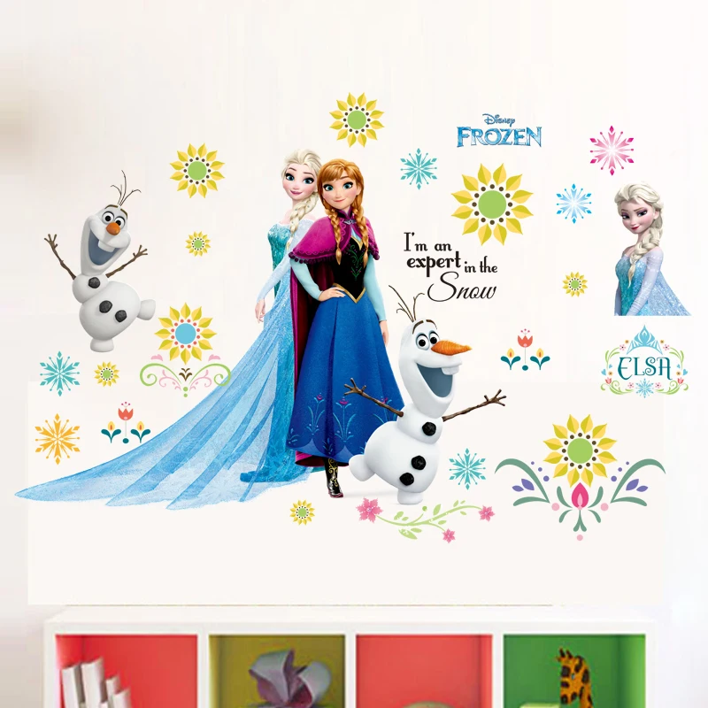 Cute Snow Queen Princess Wall Stickers Girls Home Decor Wall Decal for Kids Rooms Wallpaper Kids height ruler murals