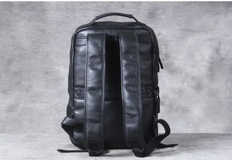 Real Leather Backpack With Cup Holder For Men