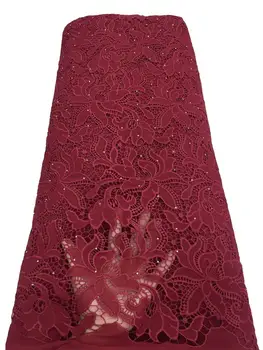 

African Guipure Cord Lace Fabric Fashion Nigerian Water Soluble Cord Lace Embroidery French Laces For Party Dress