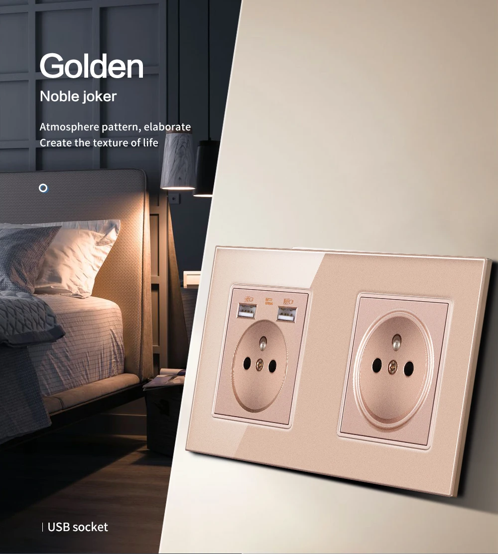 Tomada de Parede Tomada de Alimentação com Dupla Tomada de Energia com Usb Proteção de Segurança Bonda Francês Padrão Casa Carregador 172*86mm Crianças 9 de alimentação com dupla casa carregador tomada