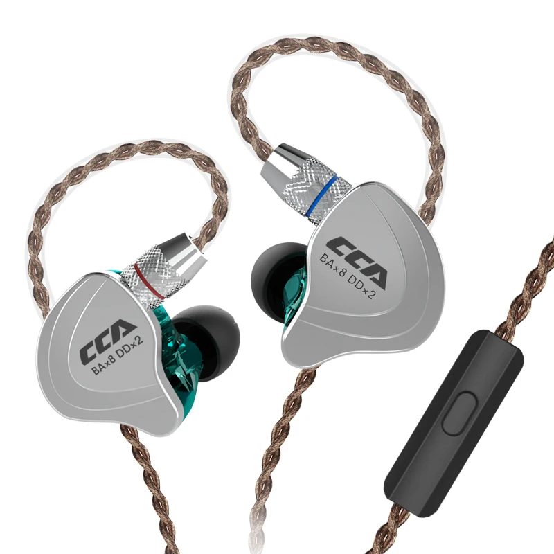 Cyan mic CCA C10 4ba+ 1dd гибридные наушники-вкладыши Hifi Dj Monito спортивные наушники для бега гарнитура с шумоподавлением - Цвет: Cyan mic