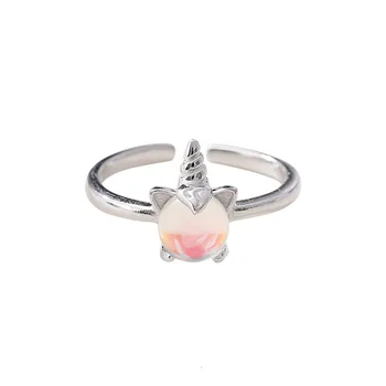 

Cute Unicorn 925 Sterling Silver Rings For Women Gothic Adjustable Platinum Plata Para Mujer Love Ring Accessories Fine Jewelry