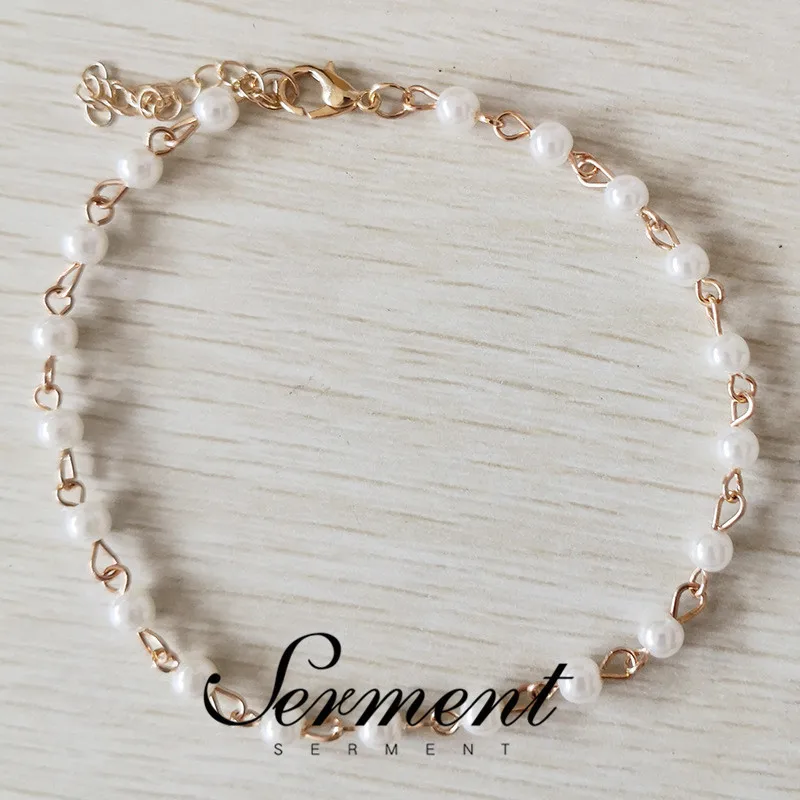 

SERMENT New Fashion Pearl Anklets Cute Gold Ankle Bracelet Female Foot Jewelry Anklet Accessories Best Friend Gifts