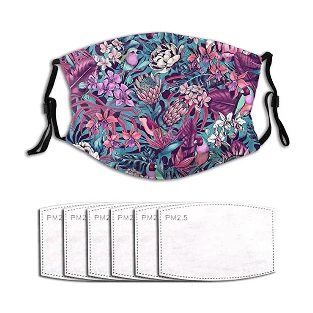 Пылезащитная марля для взрослых с принтом дышащая маска 6 фильтрами из моющейся
