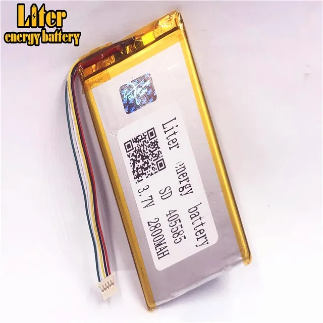 1,0 мм 5pin разъем 3,7 в 405585 2800 мАч планшетный ПК 7 дюймов MP4 MP5 ячеек аккумуляторная литий-полимерная батарея