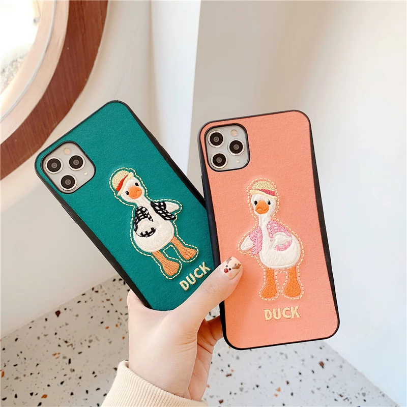 Чехол для телефона с мультяшной вышивкой в виде утки из мультфильма для Iphone 11promax X Xs Xsmax Xr чехол для Iphone 7 8plus задняя крышка