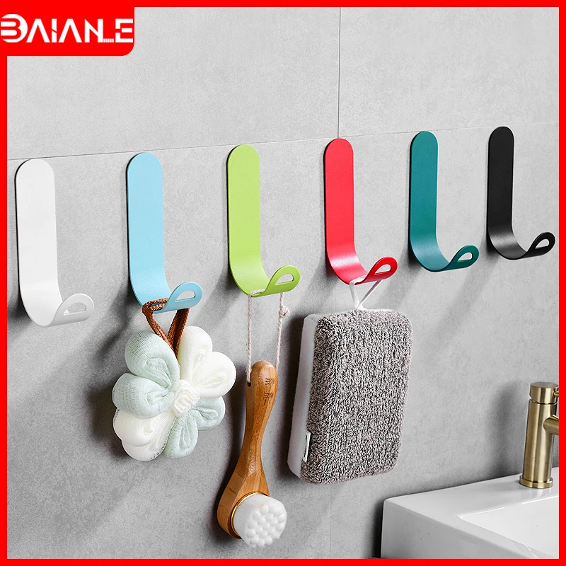 

Robe Hook Black Bathroom Hook for Towels Key Backpack Clothes Hanger Adhesive Wall Mounted Coat Hook Rack Bathroom Accessories