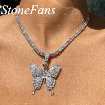 

Stonefans Crystal Animal Butterfly Pendant Necklace Women Cute Statement Luxury Shiny Gold New Rhinestone Choker Necklace Chain