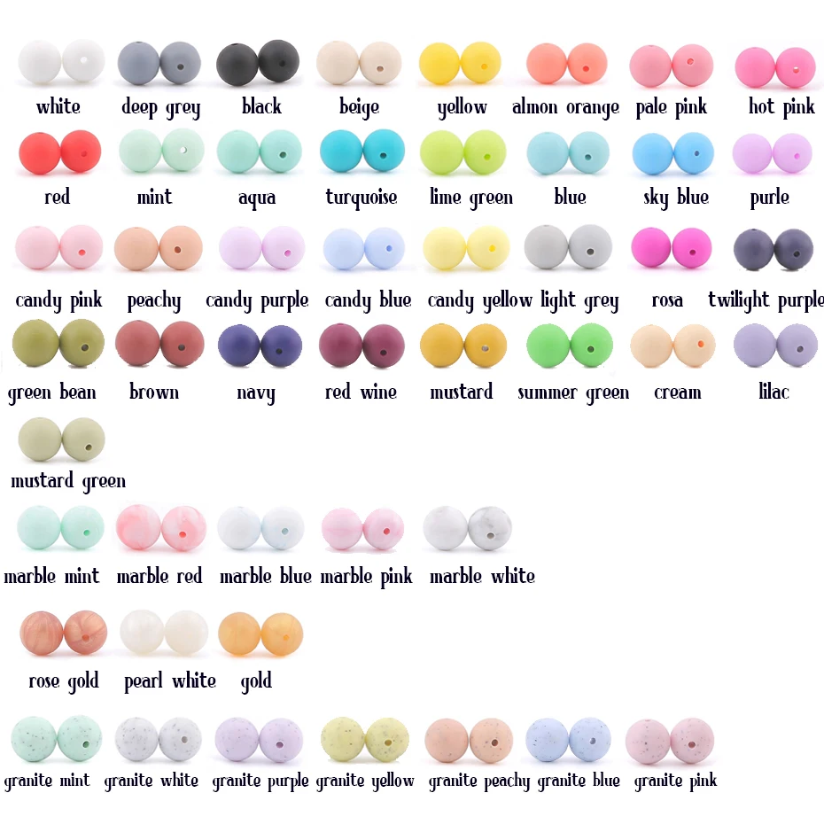 Lets Make 100pcs Perle Silicone Beads 15mm Baby Teether Round Beads Food Grade Beads DIY BPA Free Beads 15mm Silicone Beads